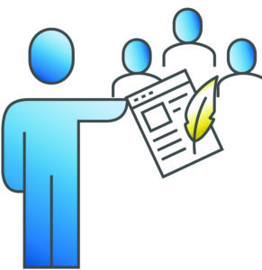 Drawing of Documentation Manager assigning writing project to a team